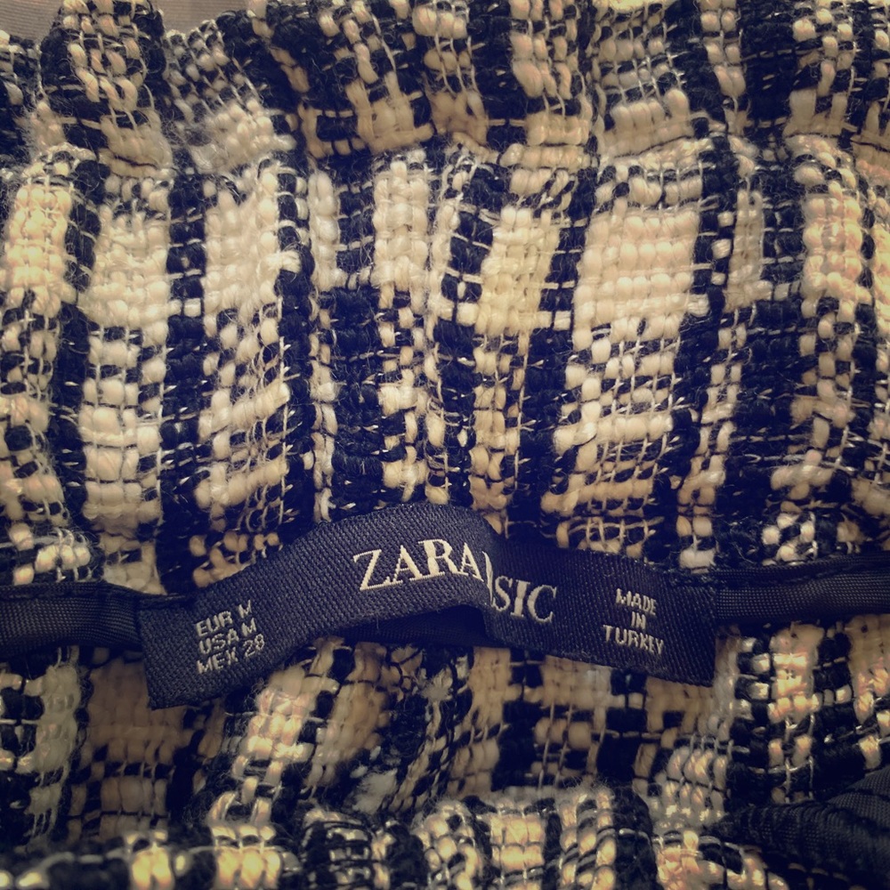 Zara black & white tweed shorts